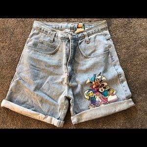 High Waisted Denim Mickey Shorts